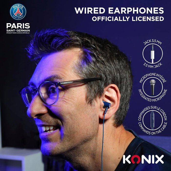 Écouteurs - Filaires - Konix - PSG - Haut-parleurs 10 mm - Microphone intégré - Connexion Jack 3,5 mm - Câble 1,4 m - Bleu