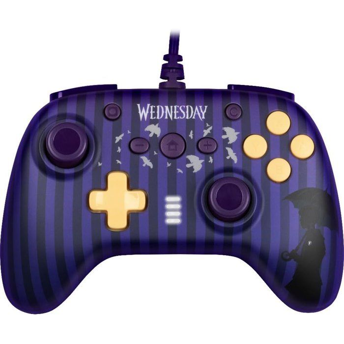 Manette de jeu  - Nintendo Switch/Switch 2 et PC - Mercredi - Filaire - Violet et noir - Poignées anti-dérapantes