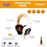 Casque gaming - Filaire - PS4, PS5, Switch, Xbox One et Series X|S - Konix - Naruto Shippuden - Microphone - Câble 1,5 m - Naruto