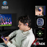 Écouteurs oreillette sport - Sans fil - Konix - PSG - Haut-parleurs 16,2 mm - Portée 10 m - Autonomie 12 h - Bluetooth 5.3 - Bleu