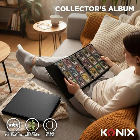 Classeur Premium avec reliure a anneaux - Konix - Jeux de cartes a collectionner - Magic The Gathering, Pokémon, Yu-Gi-Oh! - Noir
