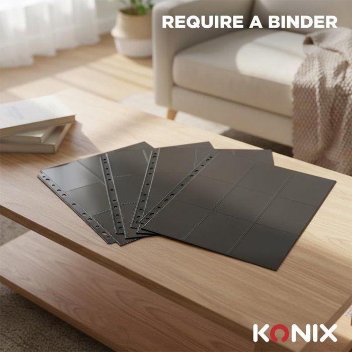 Classeur de 10 feuilles avec 9 pochettes - Konix - Jeux de cartes a collectionner - Magic The Gathering, Pokémon, Yu-Gi-Oh! - Noir