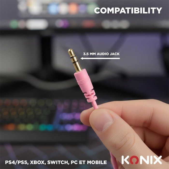 Casque gaming - Filaire - Konix - Nintendo Switch 2, PS5 et Xbox Series X|S - Nexus - Haut-parleurs 40 mm - Microphone - 1,5 m
