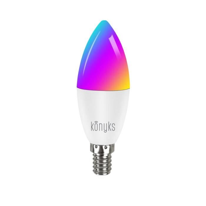 Ampoule LED connectée Wi-Fi + BT, LED E14, Couleurs + blanc réglable - Konyks Antalya E14 Max Easy