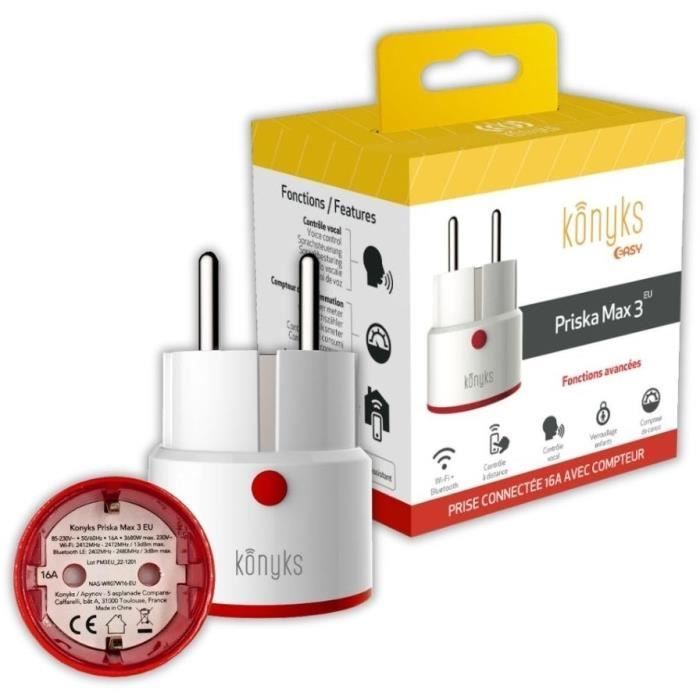 Konyks Priska Max 3 EU - Prise connectée WiFi 16A avec compteur de consommation