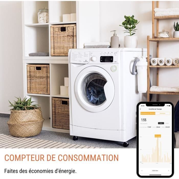 Lot de 2 prises connectées Wi-Fi + BT - KONYKS - Priska FR Dual Pack - 16 A - Avec compteur de consommation