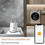 Mini prise intelligente - KONYKS - Priska Max Black FR - Wi-Fi+BT - 16A - Blanc