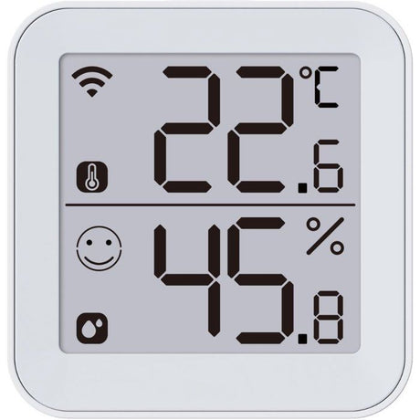 Thermometre et Hygrometre - KONYKS - Termo 2 - Intérieur - Détecteur de température + humidité - Wifi - Grand écran - Blanc