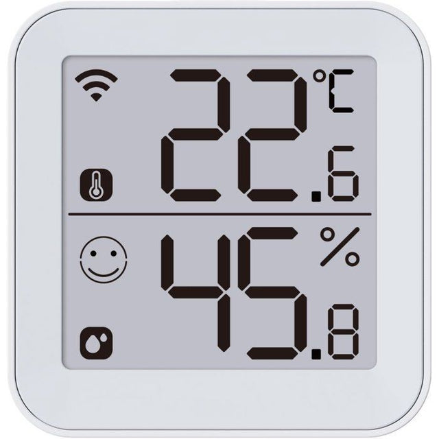 Thermometre et Hygrometre - KONYKS - Termo 2 - Intérieur - Détecteur de température + humidité - Wifi - Grand écran - Blanc