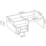 Lit combiné enfant KRIC - Chene naturel et blanc - Bureau et rangement - 90x190 cm