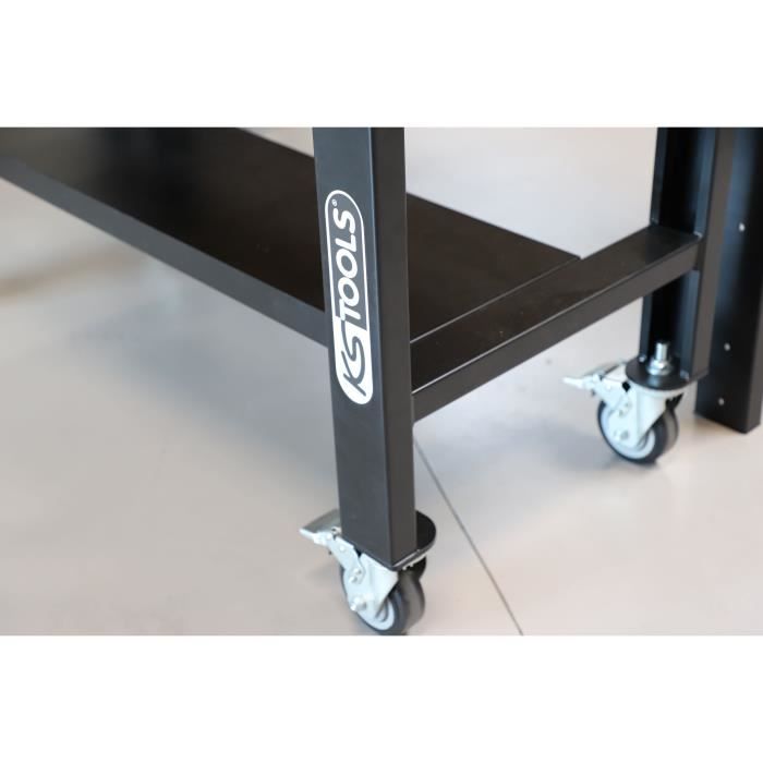 Etabli  Plateau en bois - KS TOOLS - 865.0155F - L.1,50 m - Etabli mobile avec roues - 500 kg en mouvement et 700 kg en statique