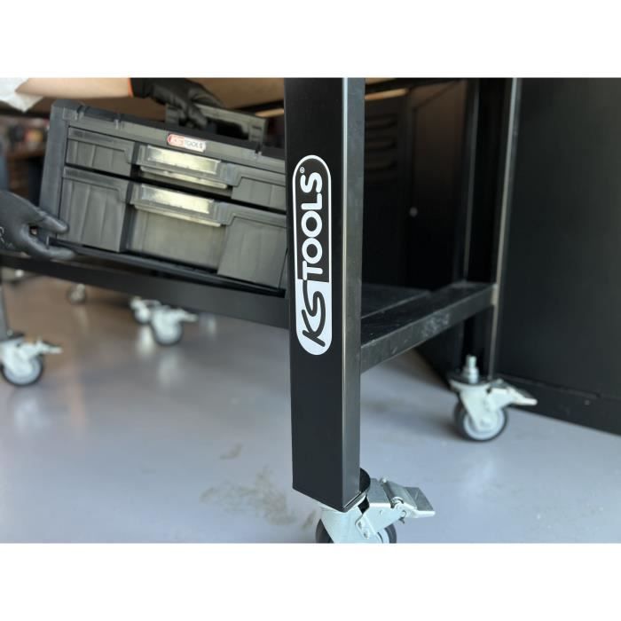 Etabli  Plateau en bois - KS TOOLS - 865.0155F - L.1,50 m - Etabli mobile avec roues - 500 kg en mouvement et 700 kg en statique