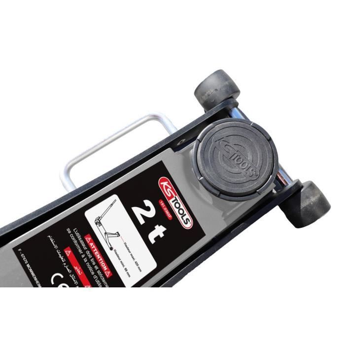 Cric hydraulique - KS TOOLS - 161.0365F -  Cric 2 tonnes - Leve voiture compact en aluminium/acier - Cric rouleur