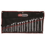Jeu de 18 clés mixtes métriques - KS TOOLS - 922.0047 - En trousse - 6 a 24 mm - Angle de fourche oeil incliné a 15°