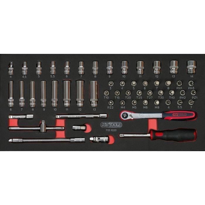 Module - KS TOOLS - 714.0158 - Composition d'outils 3 tiroirs - Pour servante - 158 pieces