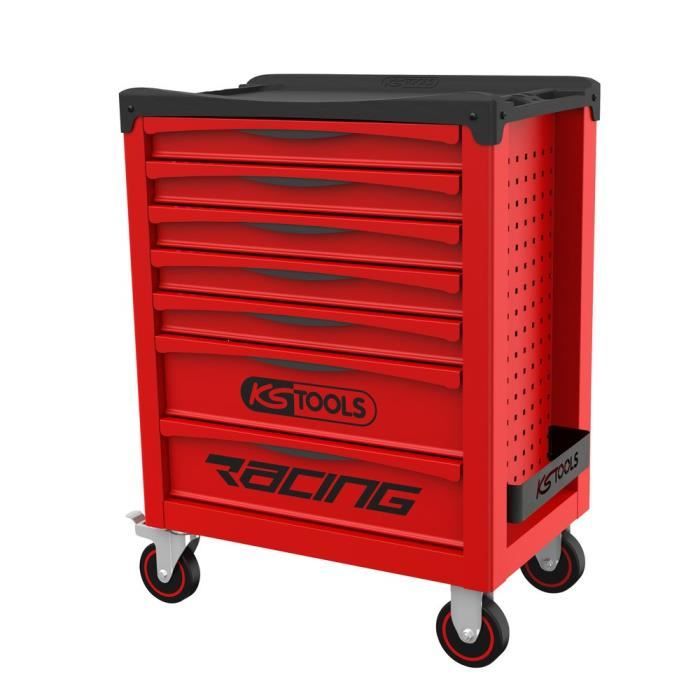 Servante - Vide - 7 tiroirs - KS Tools - 855.0007 - Rouge - Servante d'atelier racing - Vide avec mousse - Plateau ABS gradué
