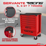 Servante - Vide - 7 tiroirs - KS Tools - 855.0007 - Rouge - Servante d'atelier racing - Vide avec mousse - Plateau ABS gradué