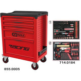 Servante - Equipée - 5 tiroirs - KS Tools- 855.5184 - Rouge - 184 outils - Charge admise 350 kg