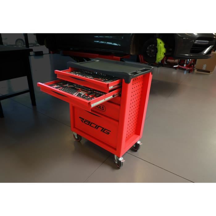 Servante - Equipée - 5 tiroirs - KS Tools- 855.5184 - Rouge - 184 outils - Charge admise 350 kg