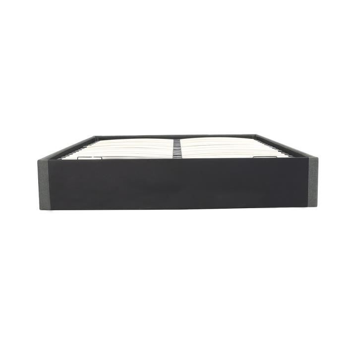 ECLIPSE Lit adulte + coffre de journée - Tissu gris foncé - 160 x 200 cm