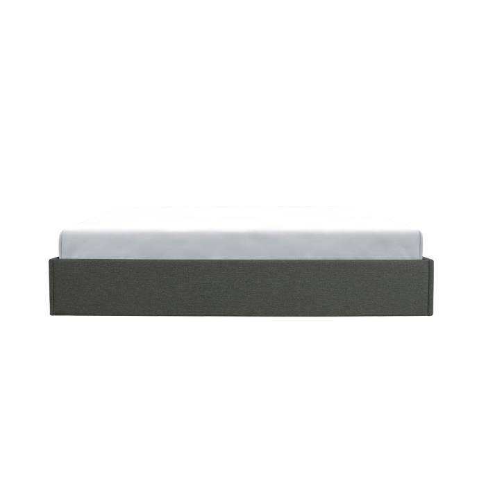 ECLIPSE Lit adulte + coffre de journée - Tissu gris foncé - 160 x 200 cm