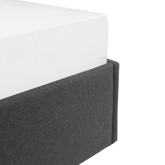 ECLIPSE Lit adulte + coffre de journée - Tissu gris foncé - 160 x 200 cm