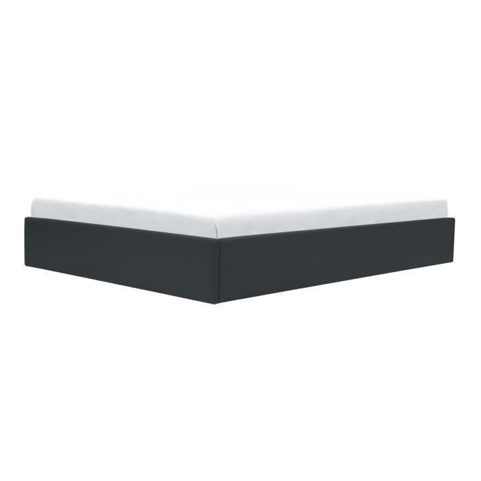 ECLIPSE Lit adulte 160x200 cm avec coffre de rangement - Simili Noir