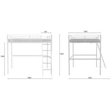Lit mezzanine en métal - ELIOT - Blanc - 140 x 200 cm - Sommier inclus