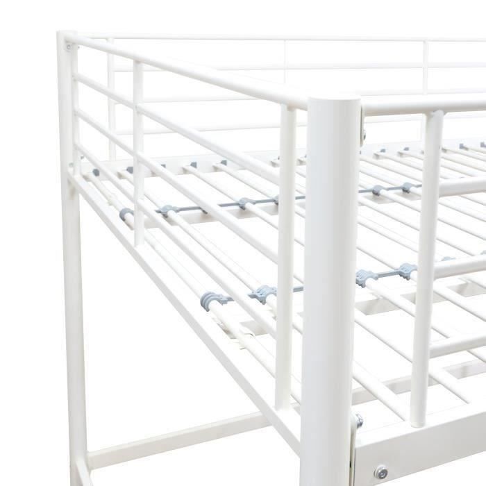 Lit mezzanine en métal - ELIOT - Blanc - 140 x 200 cm - Sommier inclus