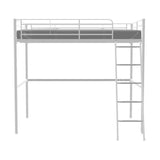 Lit mezzanine en métal - ELIOT - Blanc - 140 x 200 cm - Sommier inclus