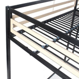 Lit mezzanine LEON - 140x190 cm - Métal noir - Sommier inclus