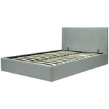 Lit coffre adulte MARTIN - Couchage 160x200 cm - Gris clair - Sommier a lattes - L 209 x P 166 x H 99 cm