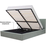 Lit coffre adulte MARTIN - Couchage 160x200 cm - Gris clair - Sommier a lattes - L 209 x P 166 x H 99 cm