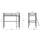 Lit mezzanine enfant ELIOT en métal noir 90x190cm avec sommier inclus