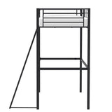 Lit mezzanine enfant ELIOT en métal noir 90x190cm avec sommier inclus