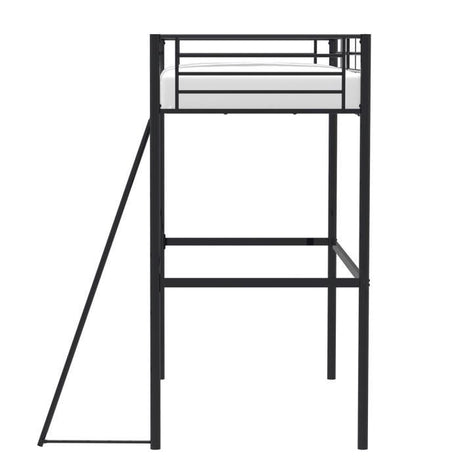 Lit mezzanine enfant ELIOT en métal noir 90x190cm avec sommier inclus
