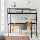 Lit mezzanine enfant ELIOT en métal noir 90x190cm avec sommier inclus