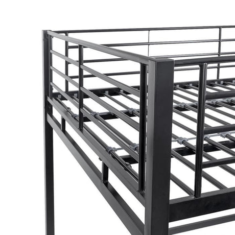 Lit mezzanine avec bureau en métal époxy - Noir - Sommier inclus - 140x190 cm - OXFORD