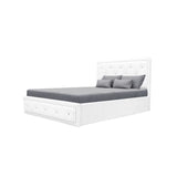 VIRGINIA Lit coffre adulte capitonnÈ avec strass 160x200 cm - Simili blanc - Sommier inclus