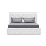 VIRGINIA Lit coffre adulte capitonnÈ avec strass 160x200 cm - Simili blanc - Sommier inclus