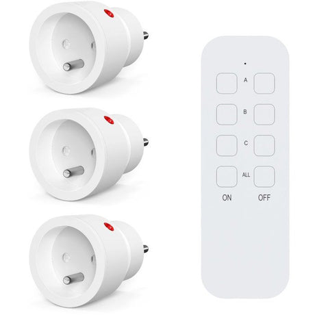 Lot 3 prises intérieur télécommandées - KYF - 2300W - Inclus télécommande