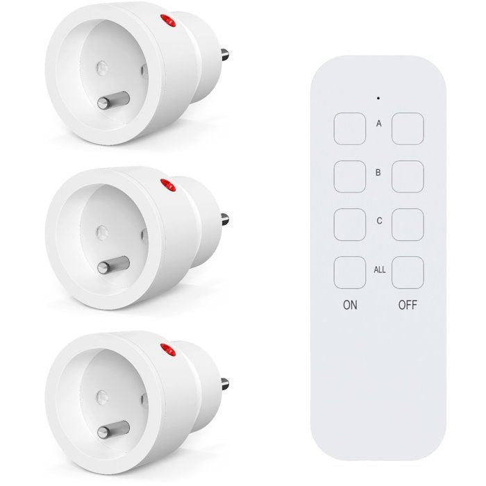 Lot 3 prises intérieur télécommandées - KYF - 2300W - Inlus télécommande