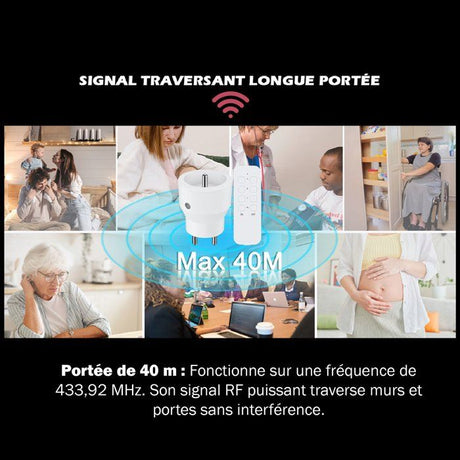 Lot 3 prises intérieur télécommandées - KYF - 2300W - Inclus télécommande