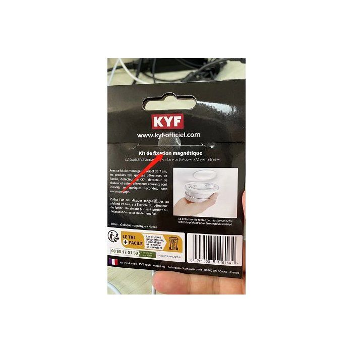 Lot de 2 kit de fixation magnétique Universel - KYF - Puissants aimants a surface adhésive  - 3m - Extra forte