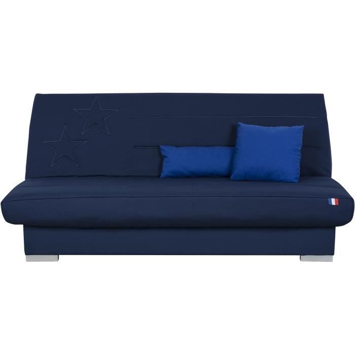 Banquette clic clac 3 places - Bleu - Couchage 120x190 cm