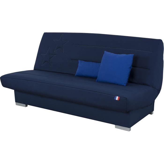 Banquette clic clac 3 places - Bleu - Couchage 120x190 cm