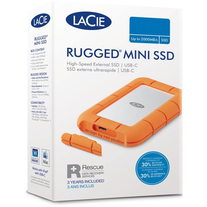 Disque dur externe - LACIE - Rugged Mini STJJ5000400 - 5 To - 3.2 Gen 1 - Orange