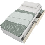 Structure de lit - LAGO - 2 tiroirs - 90 x 190 cm - Blanc / Chene