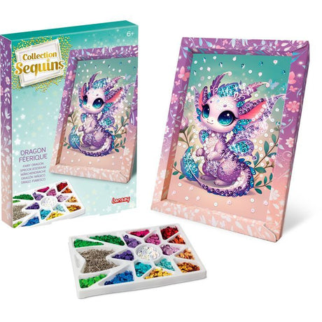 Kit loisir créatif - LANSAY - Collection sequins féérique - Dragon - Des 6 ans
