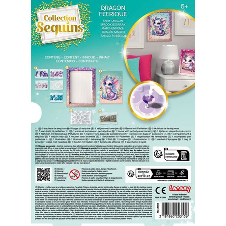 Kit loisir créatif - LANSAY - Collection sequins féérique - Dragon - Des 6 ans